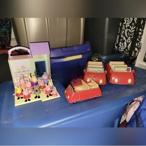 Peppa Pig Playset with Red Cars and Blue Boat